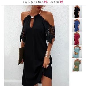 Black Hollow Out Sleeve Dress NWT